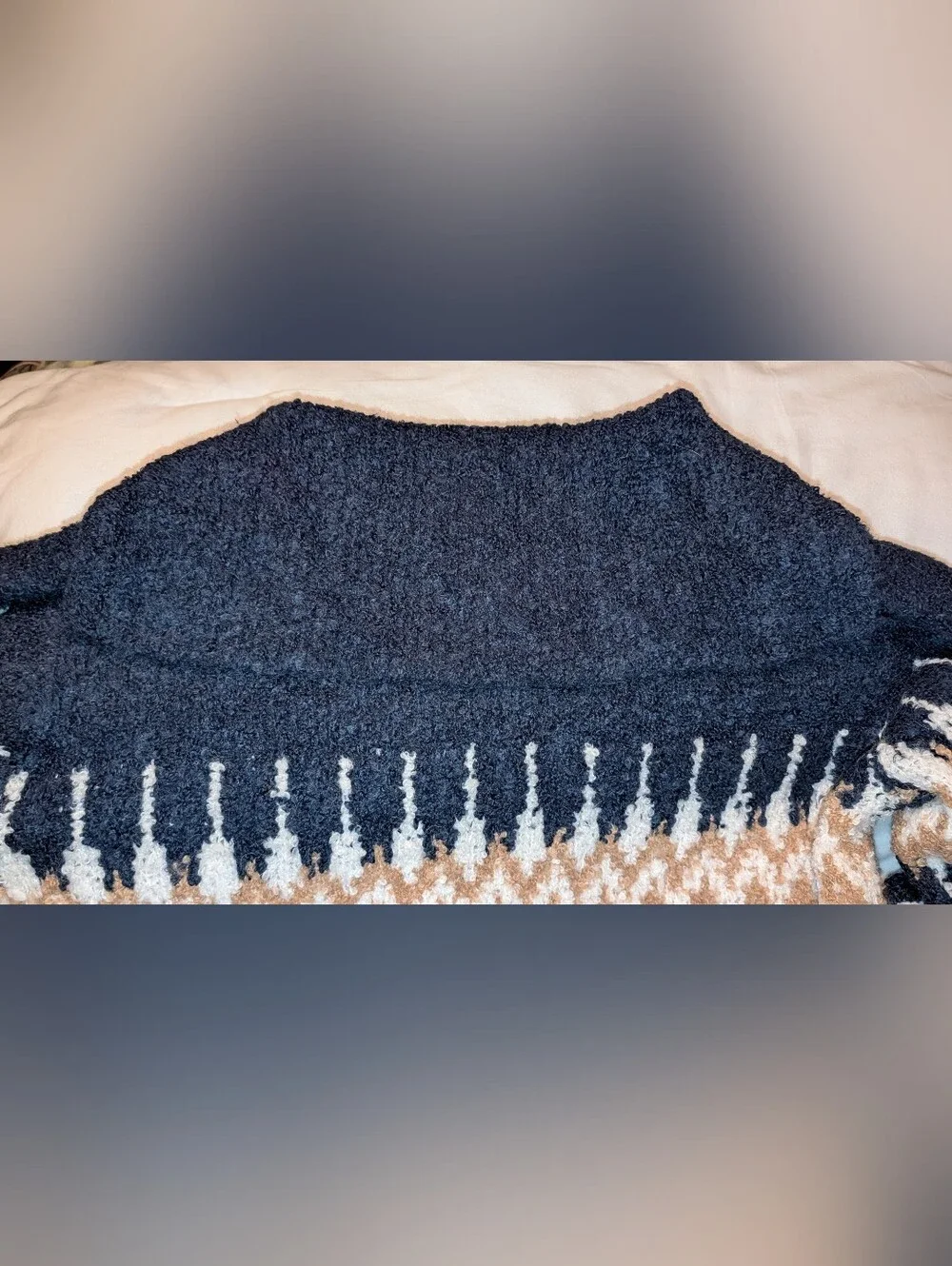 J. Crew Fair Isle Johnny-Collar Sweater Bouclé Yarn Blue Multi NWT